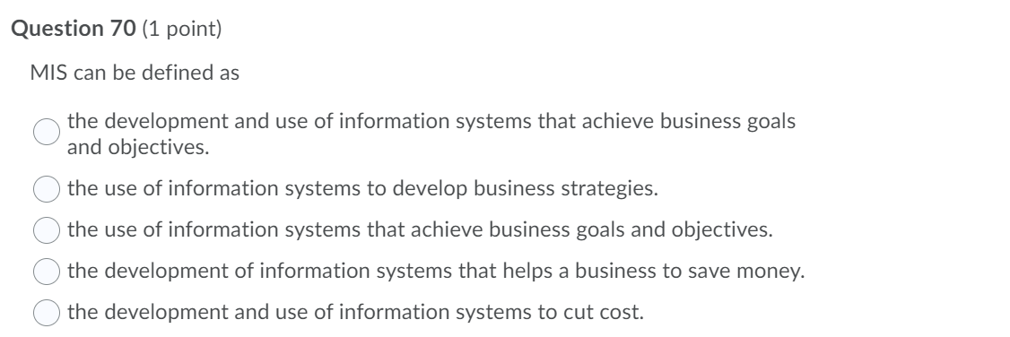 Question 69 (1 point) A network of value-creating