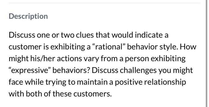 Description Discuss one or two clues that would