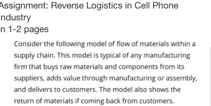 please help with the business logistics question