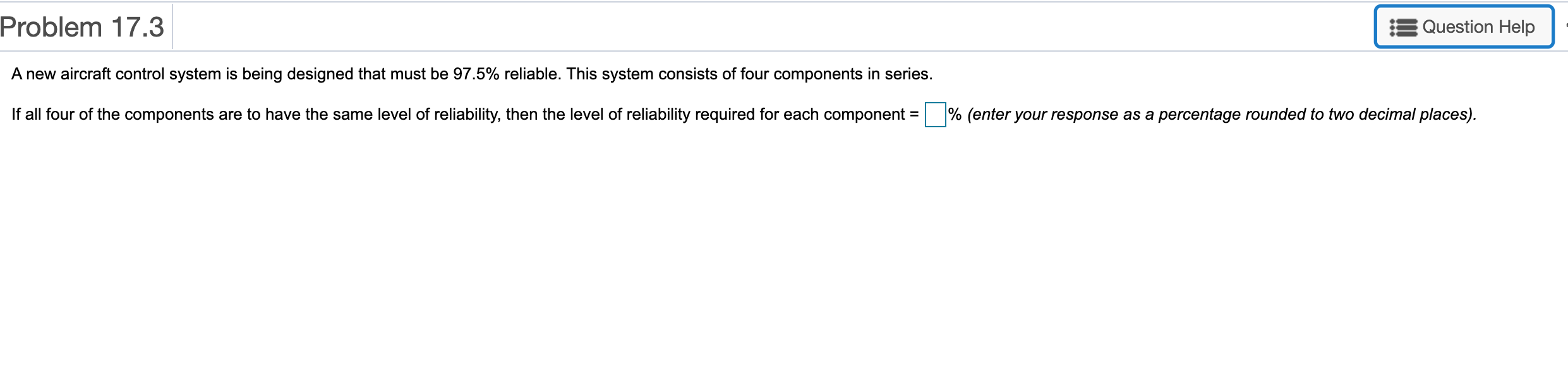 Problem 17.3 Question Help A new aircraft control