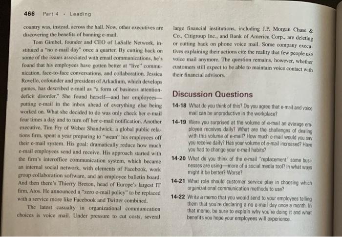 CASE APPLICATION #2 Banning E-Mail. Banning Voice