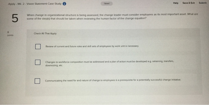 Save & Exit Submit Help Apply - Wk. 2- Vision