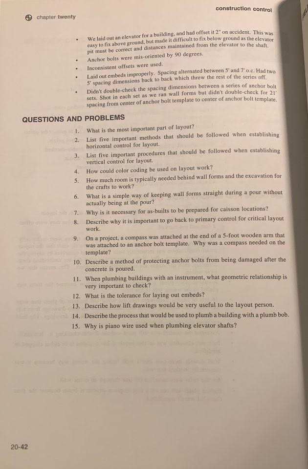 What are questions 1,2,3,6,8&10? construction