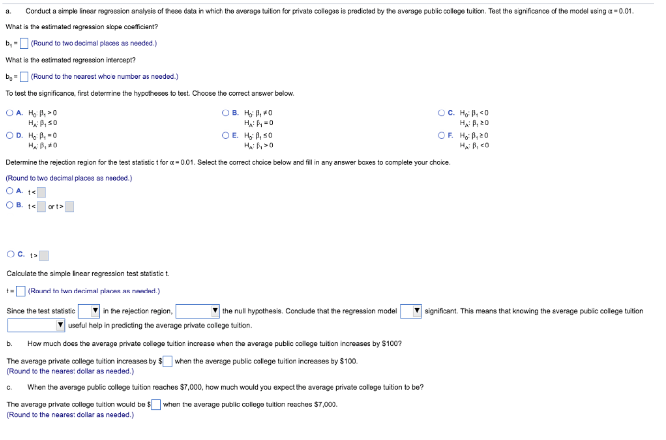 The data shown below indicate the average tuition