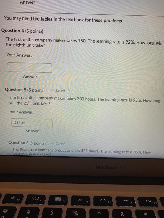 need help to solve question 4 and 5 Answer You