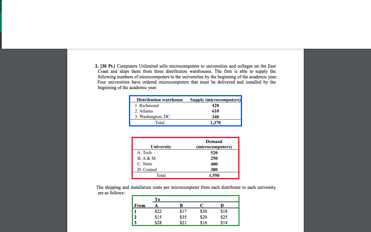 Please answer the questions below. 2. [30 Pt.)