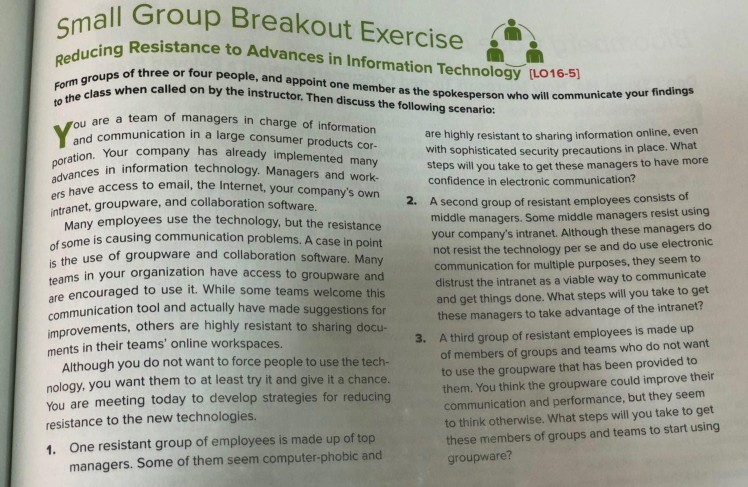 Small Group Breakout Exercise Reducing Resistance