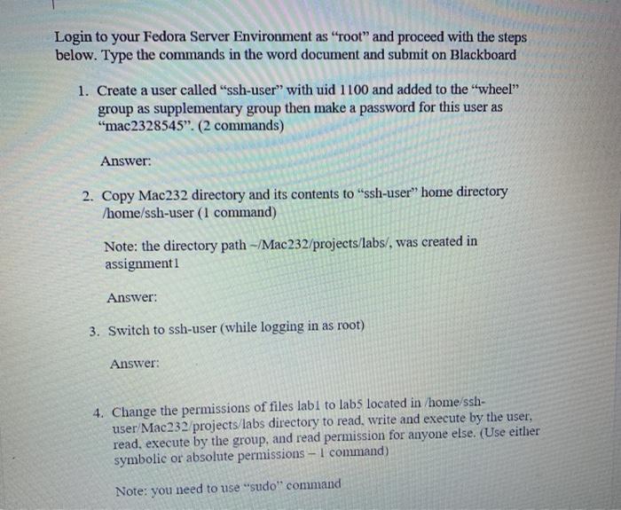 linux Login to your Fedora Server Environment as