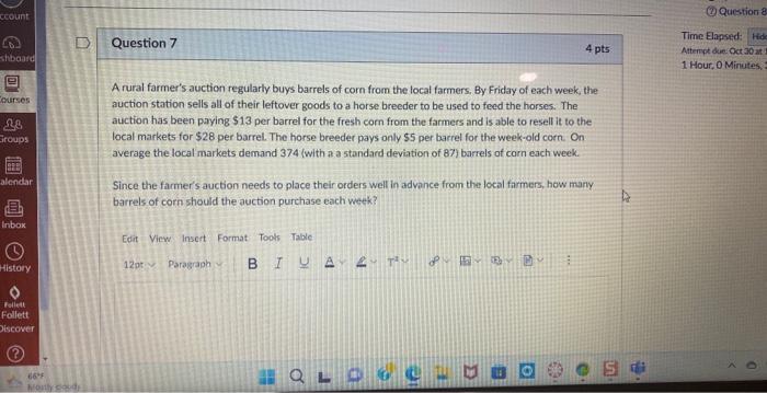 Operation Analysis Question 7 A rural farmer's