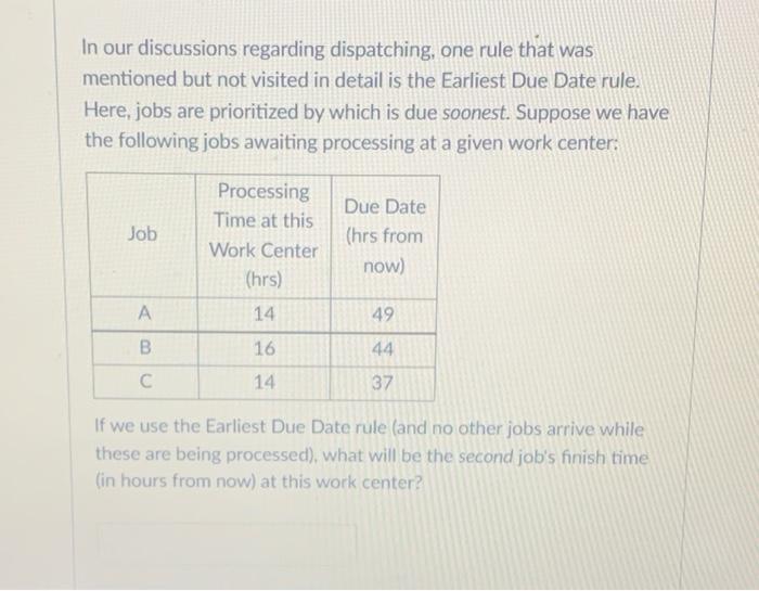 In our discussions regarding dispatching, one