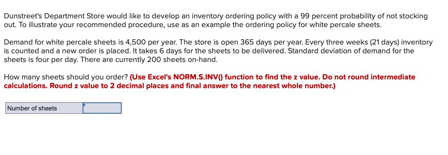 Dunstreet's Department Store would like to