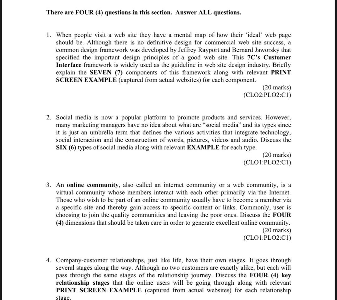 There are FOUR (4) questions in this section.