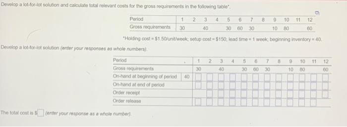 4 5 8 Develop a lot-for-fot solution and