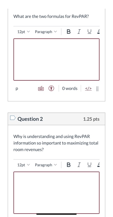 What are the two formulas for RevPAR?