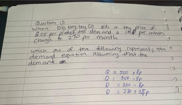 to 240 Question 13 When big boy toy co sets a $55