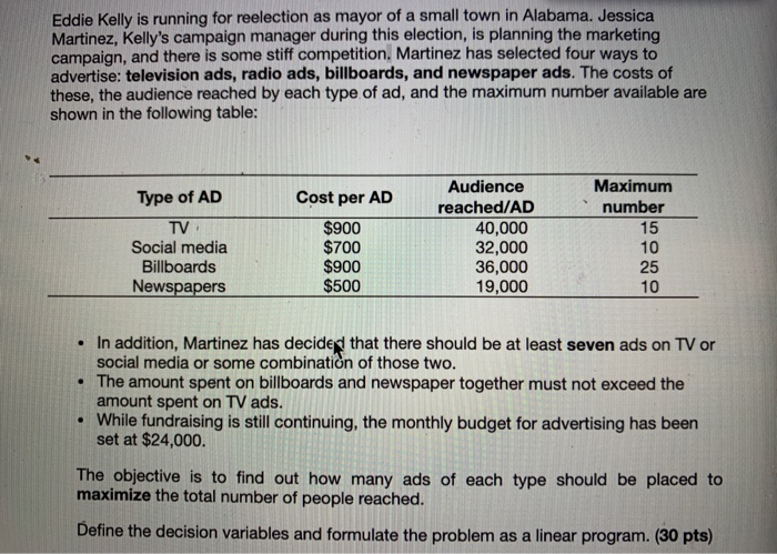 QUANTITATIVE BUSINESS METHOD: Formulate the