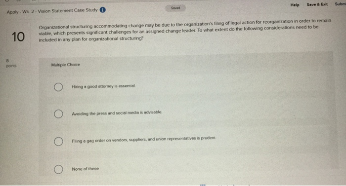 Apply - WK 2 - Vision Statement Case Study Help