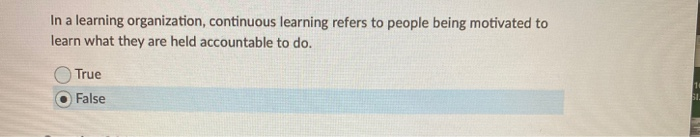 In a learning organization, continuous learning