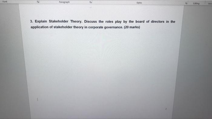Font Paragraph Styles Fy 3. Explain Stakeholder