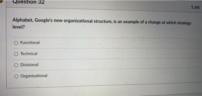 Question 32 1 pts Alphabet, Google's new