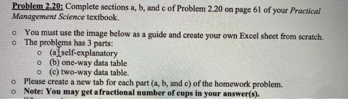 Problem 2.20 a, b, c (p. 61) Inputs Fixed cost