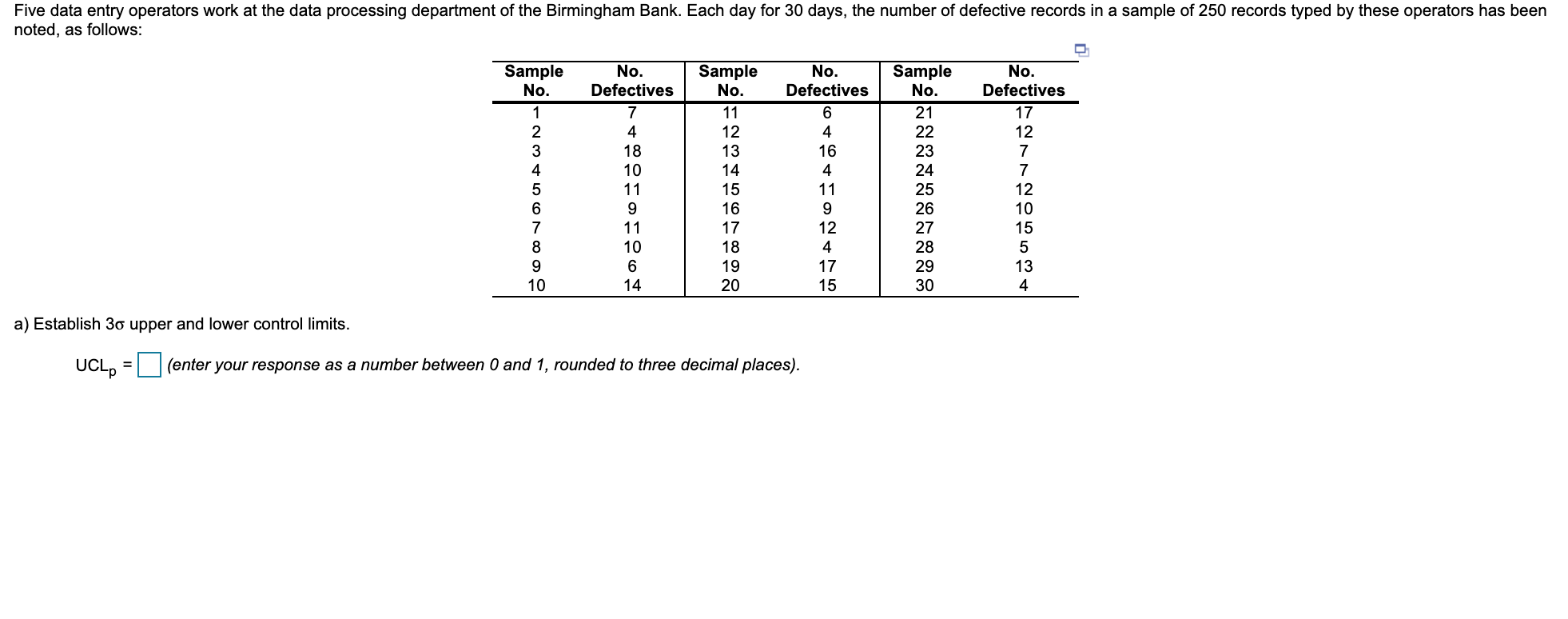 Five data entry operators work at the data