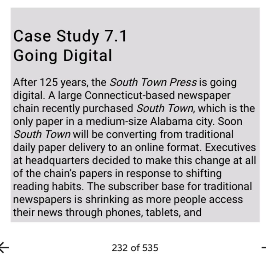Case Study 7.1 Going Digital After 125 years, the