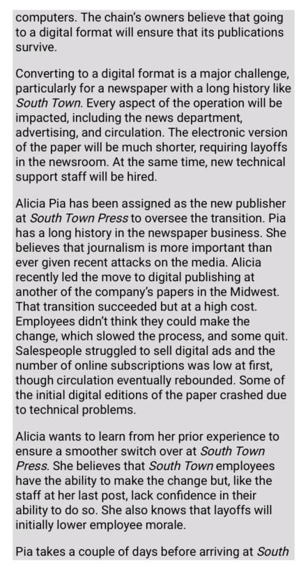 Case Study 7.1 Going Digital After 125 years, the