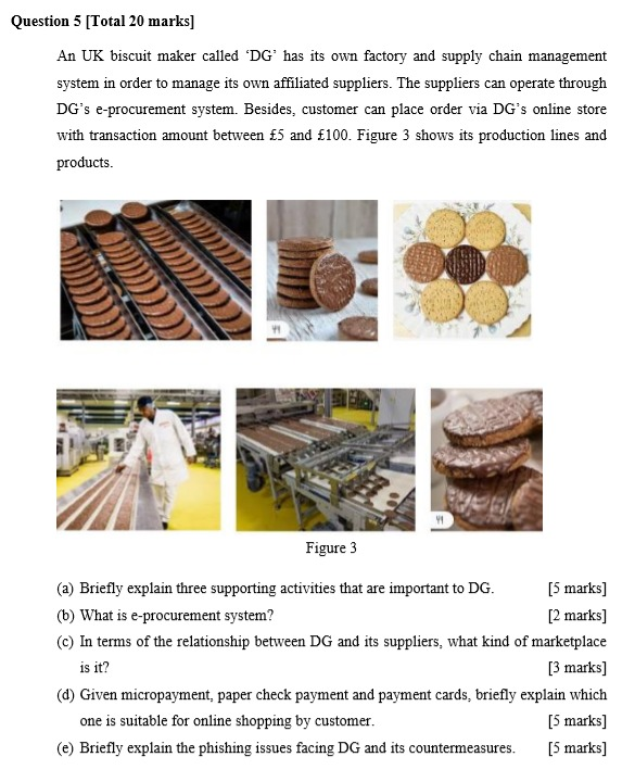 Question 5 [Total 20 marks] An UK biscuit maker