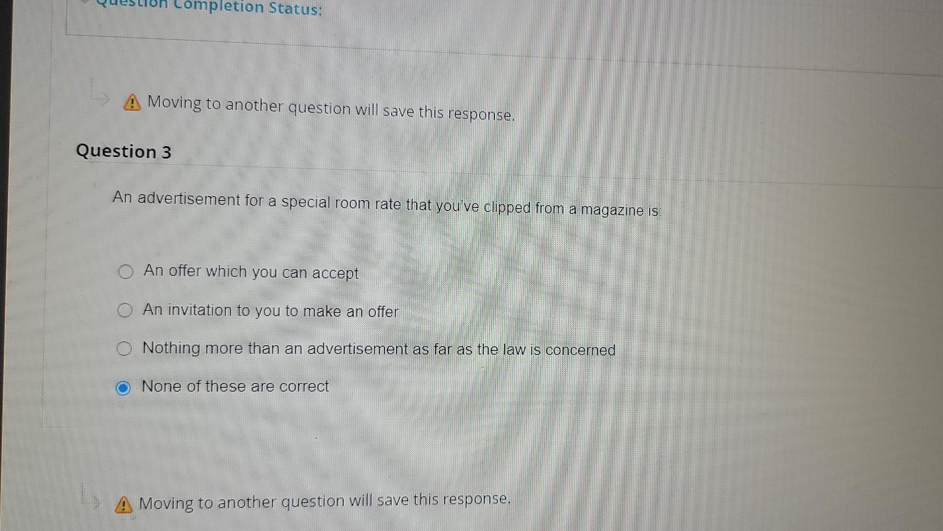 completion Status: Moving to another question