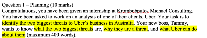 Question 1 Planning (10 marks) Congratulations,