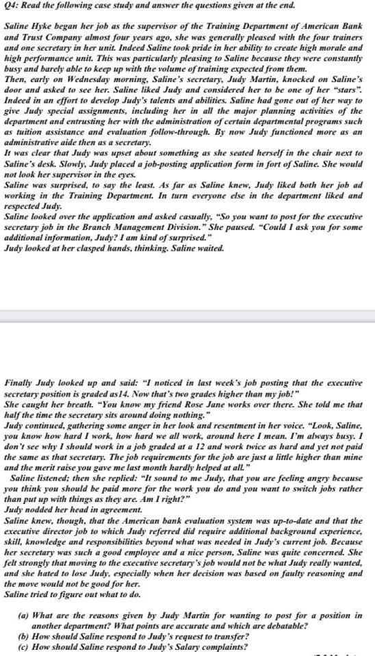 04: Read the following case study and answer the