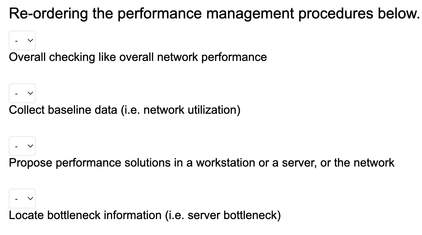 Re-ordering the performance management procedures