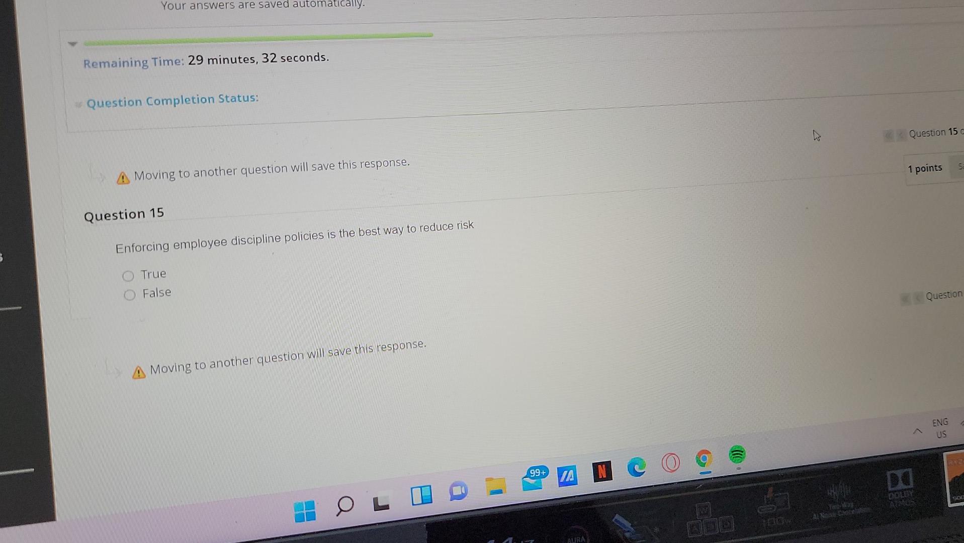 completion Status: Moving to another question