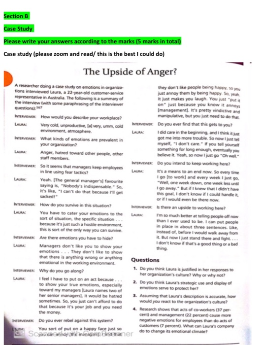 Section B Case Study Please write your answers