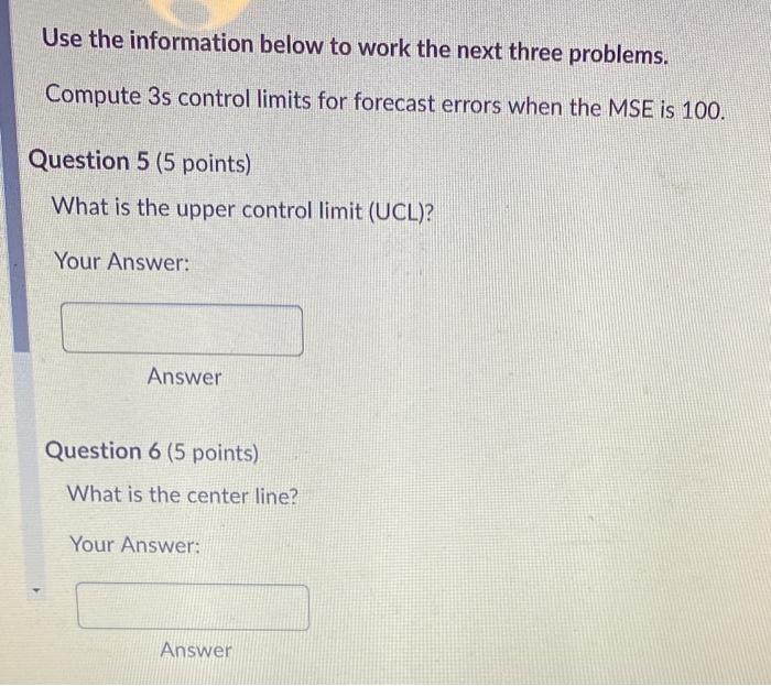 Use the information below to work the next three