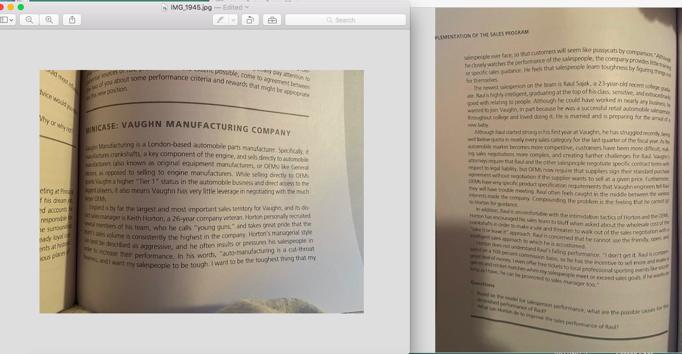 Based on the model for salesperson performance,