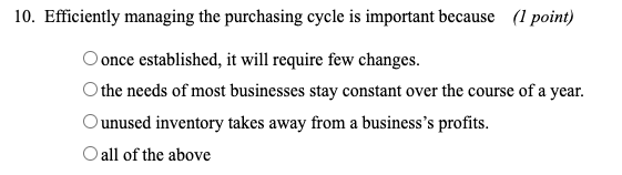 10. Efficiently managing the purchasing cycle is