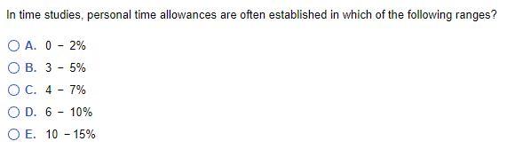 In time studies, personal time allowances are