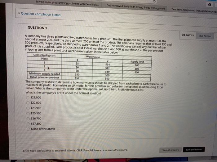 Solving linear programming problems with Excel
