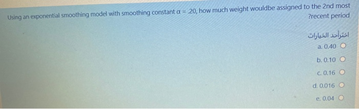 Using an exponential smoothing model with