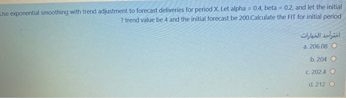 Using an exponential smoothing model with