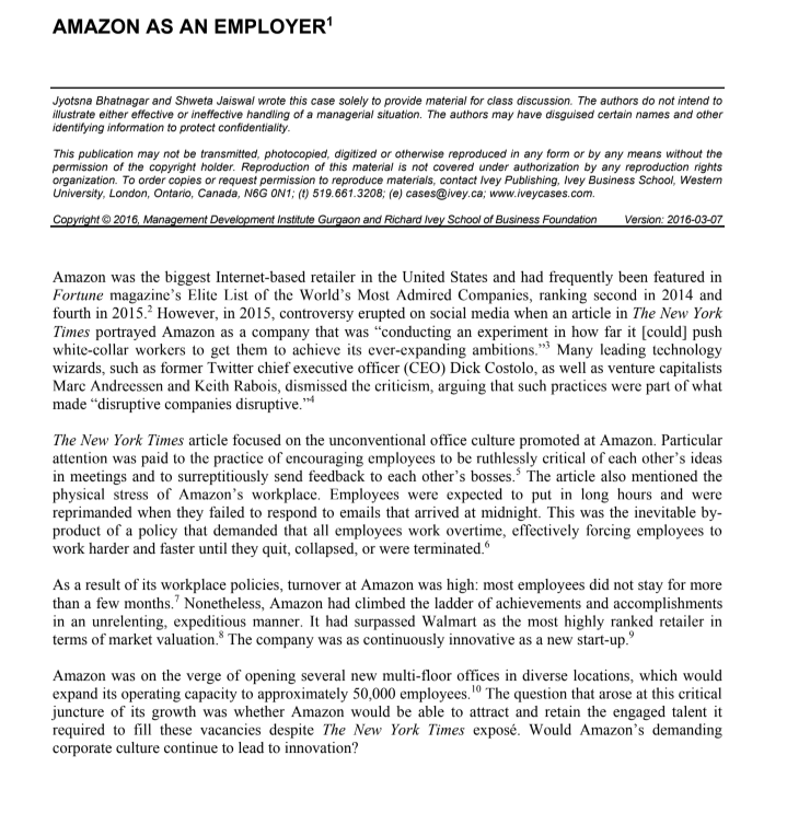 3. What should Amazon do going forward? WORKPLACE