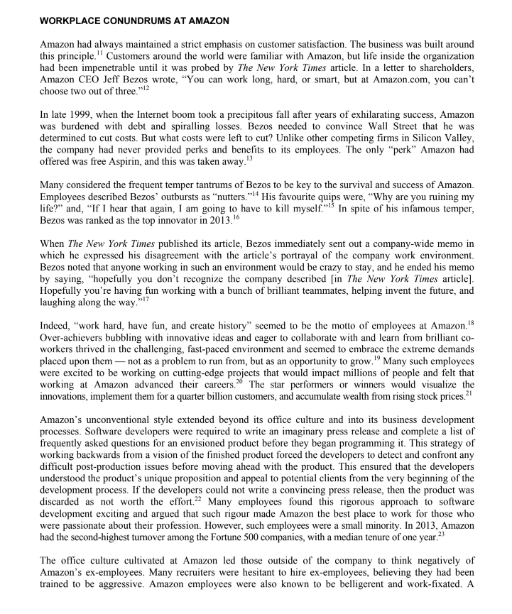 3. What should Amazon do going forward? WORKPLACE