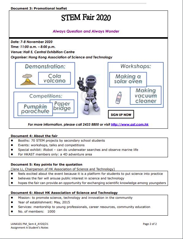 Notes to Students There is one task in this