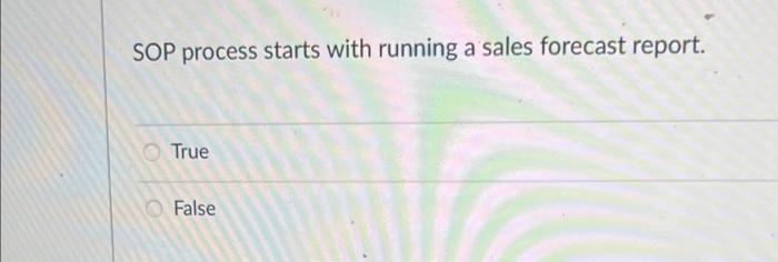 SOP balances between supply and demand. True