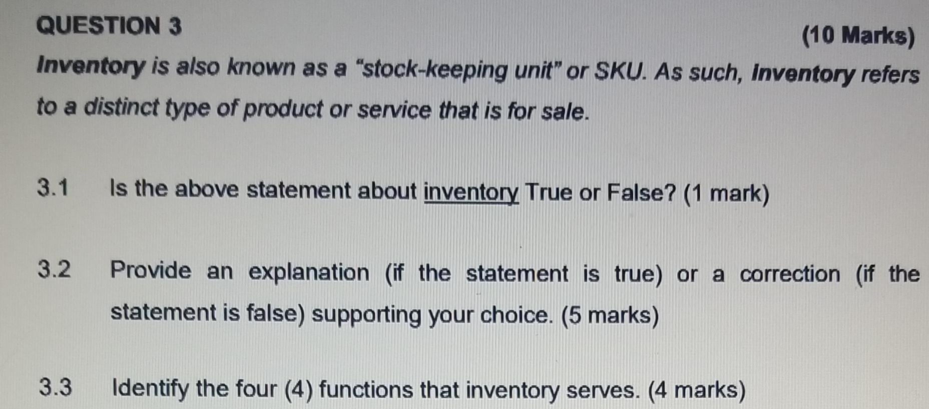 Please assist me with Question 3.1, 3.2 and 3.3
