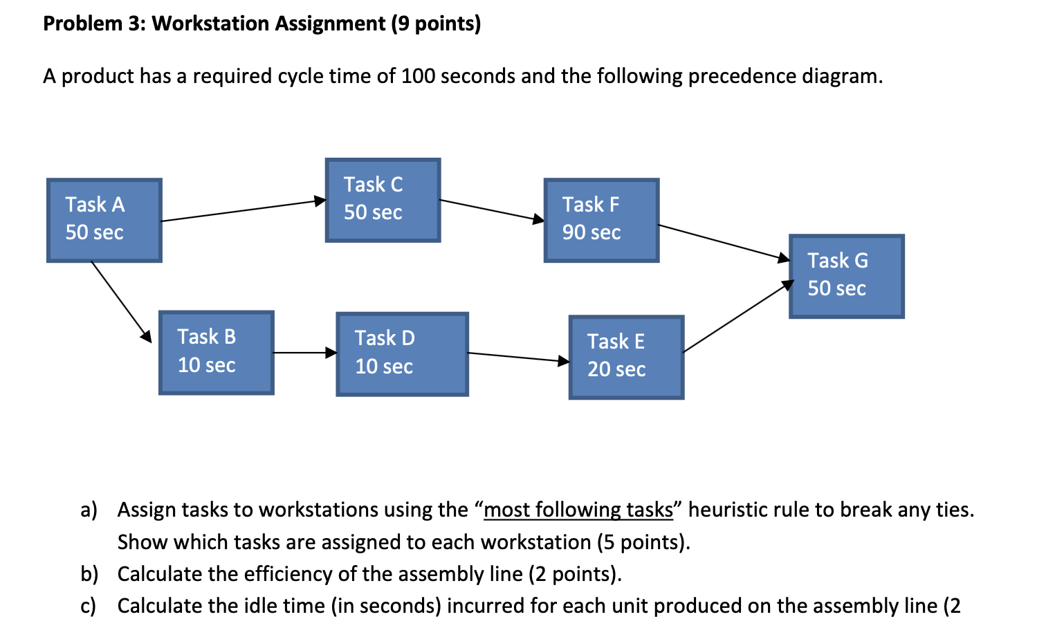 Problem 3: Workstation Assignment (9 points) A