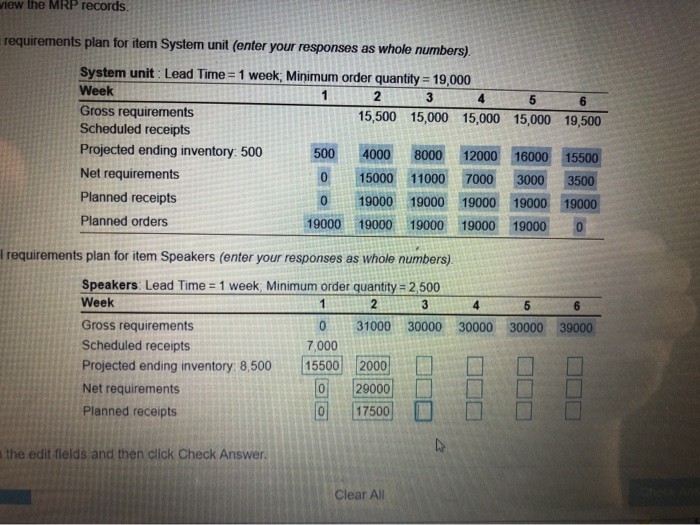 view the MRP records requirements plan for item