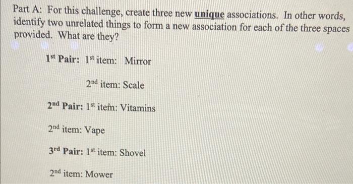 Part A: For this challenge, create three new